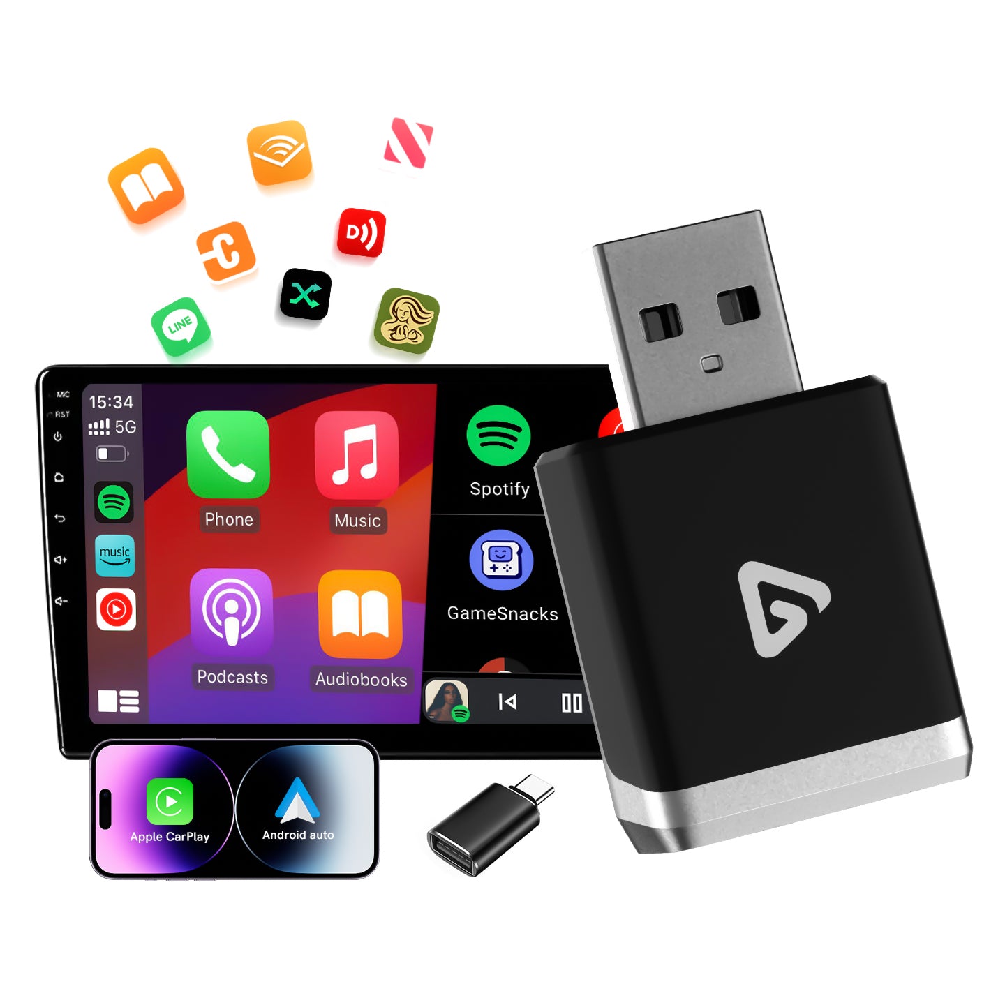 YolanAuto Wireless CarPlay & Android Auto Adapter