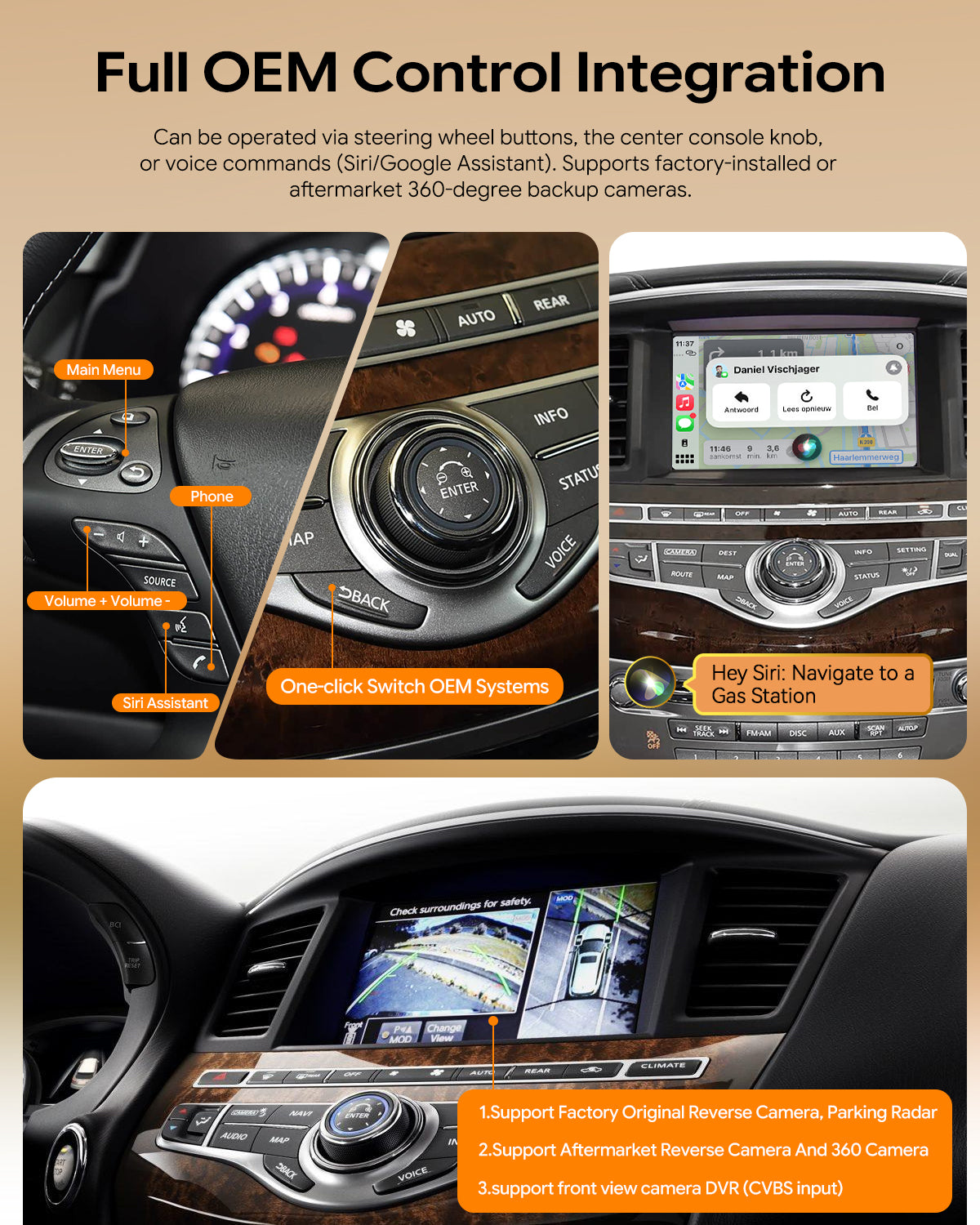 YolanAuto Wireless Carplay Android Auto Retrofit Kit interface for Infiniti QX60/Q70