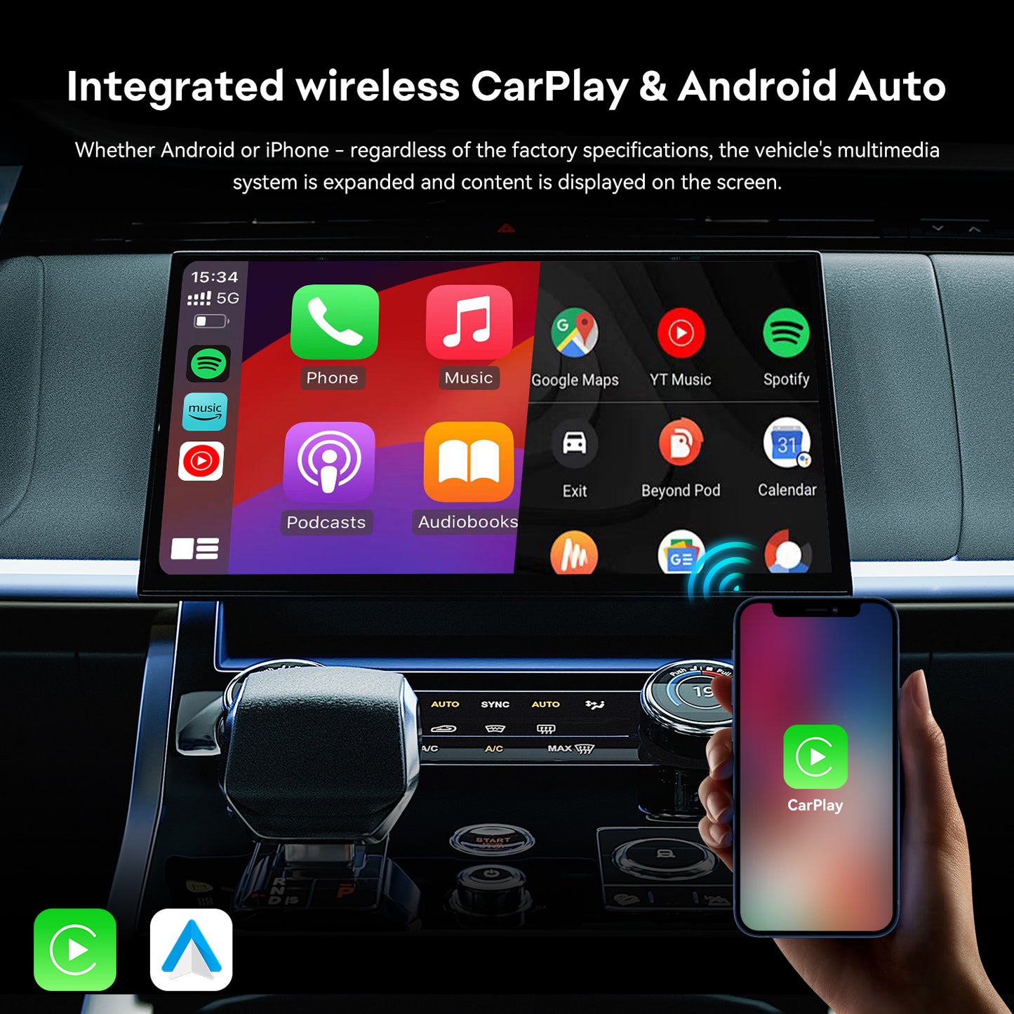 YolanAuto AI Box for Wired CarPlay (Universal Android Car Multimedia Box)
