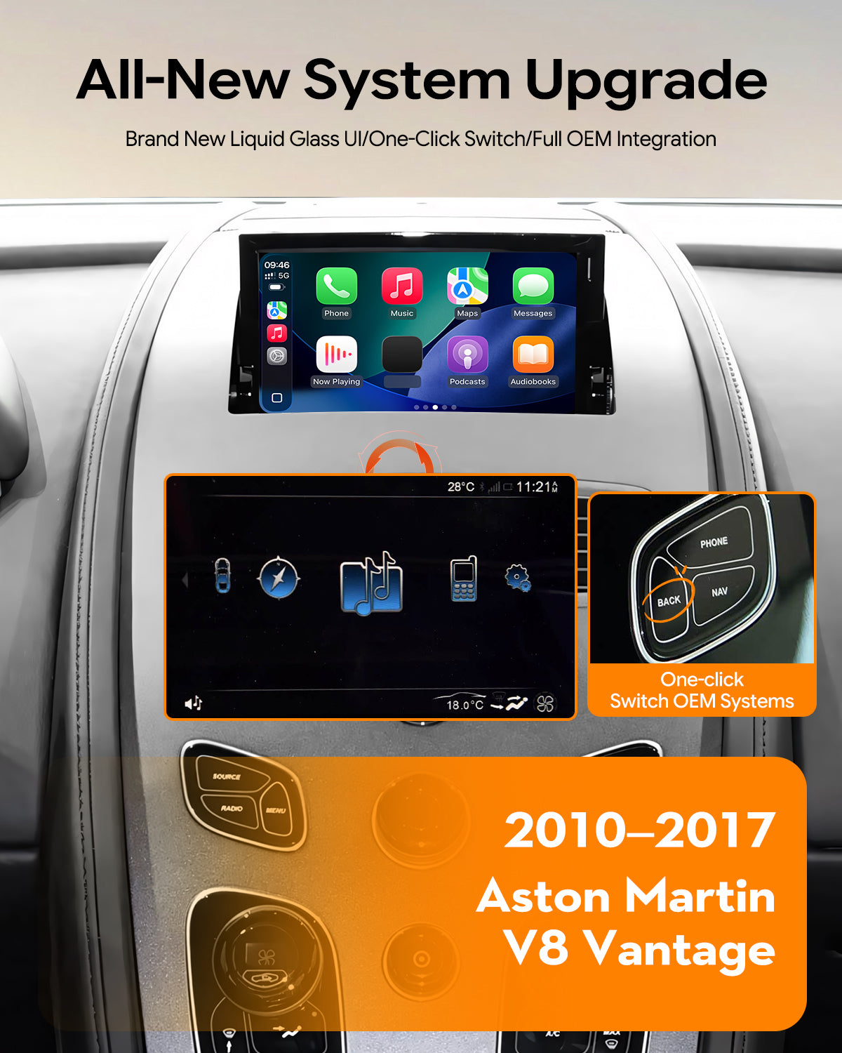 Wireless Carplay Android Auto interface for Aston Martin Vantage DB
