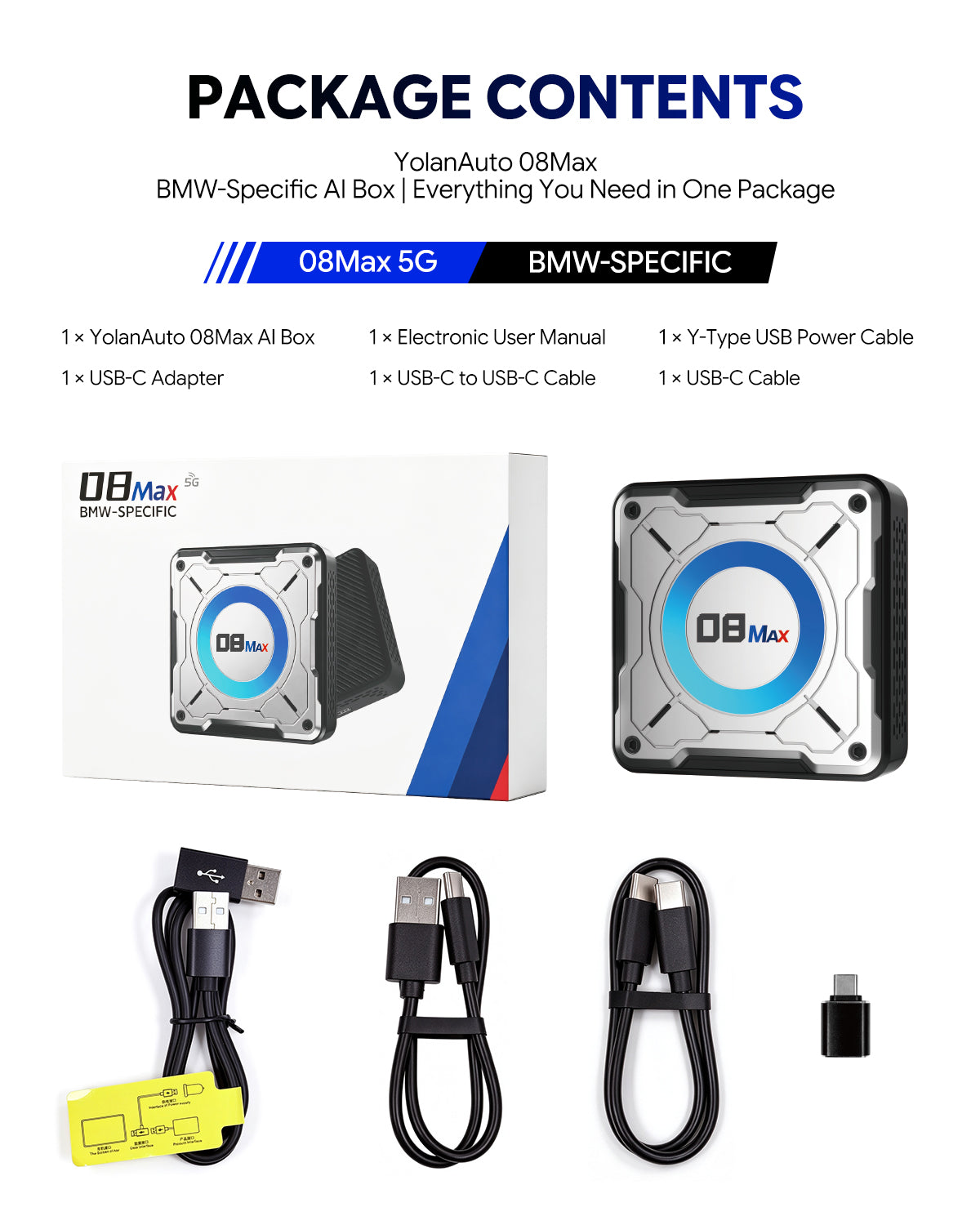 YolanAuto 08 MAX BMW Carplay AI BOX, 8+128GB Android 16 6350 5G version
