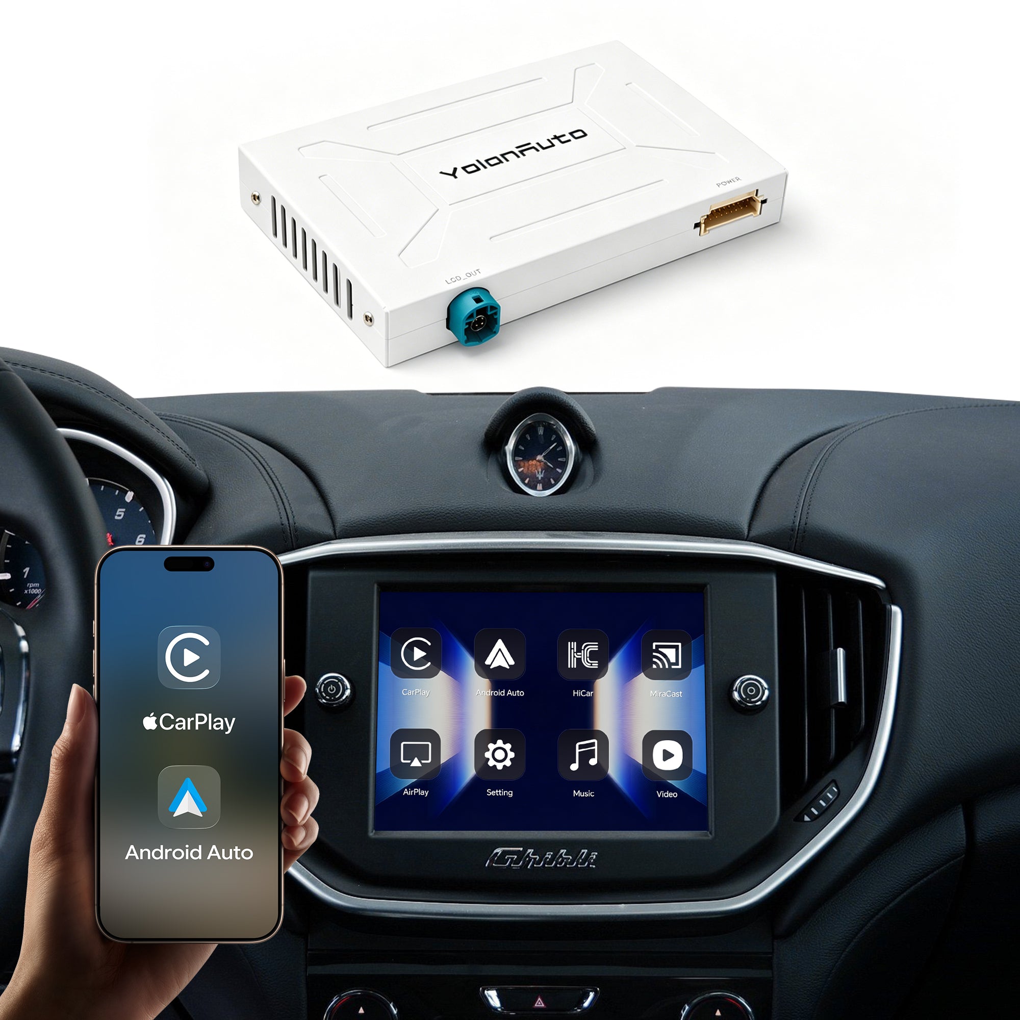 YolanAuto Wireless CarPlay for Maserati Quattroporte & Ghibli (2014-2016)
